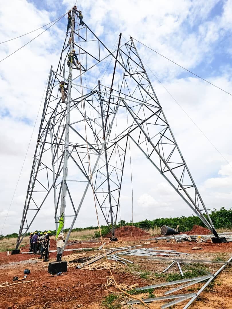 Tower erection in progress